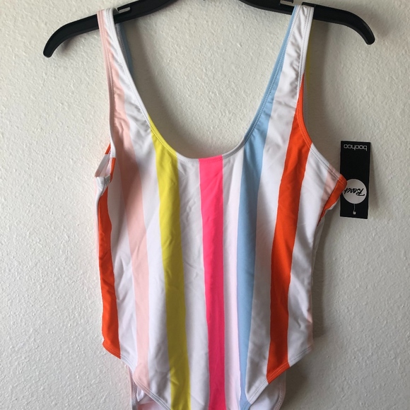 BOOHOO CANDY STRIPED ONE PIECE SWIMSUIT NWT - Picture 2 of 3